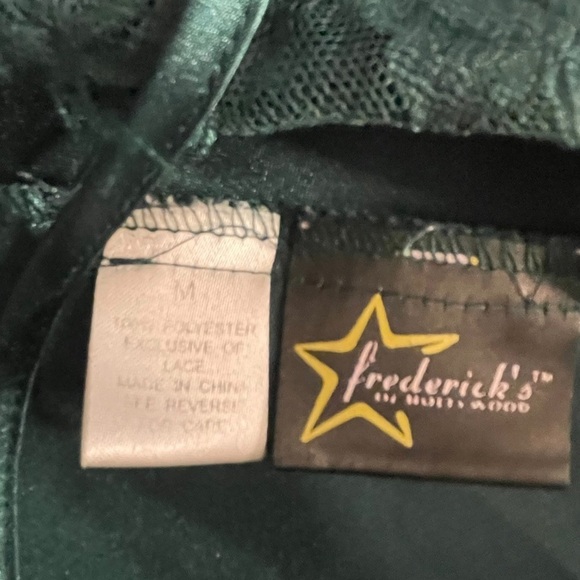 VTG Fredericks of Hollywood Forest green strappy lace mini lingerie slip sz med - Picture 8 of 9